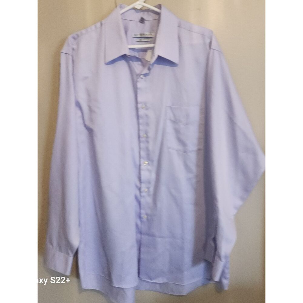 M77 Geoffrey Beene Men's Lilac Dress Shirt Long Sleeve Wrinkle Free Regular Fit